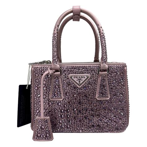 Borsa Prada Galleria Mini In Raso Con Cristalli